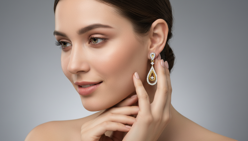0.21 Ct Round Shape Dangle Diamond Earrings | 14K Rose Gold