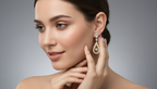 0.21 Ct Round Shape Dangle Diamond Earrings | 14K Rose Gold