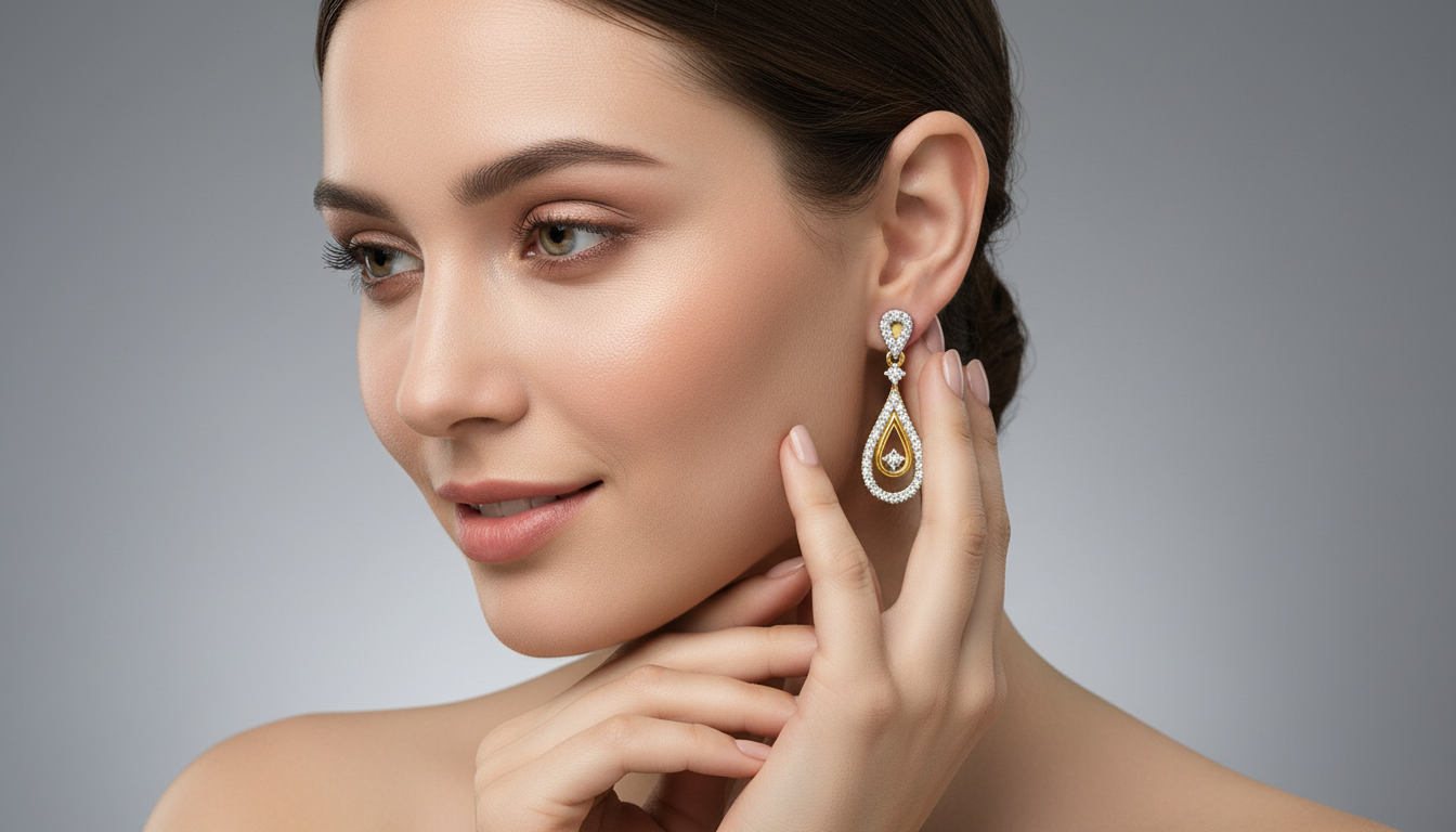 0.21 Ct Round Shape Dangle Diamond Earrings | 14K Rose Gold