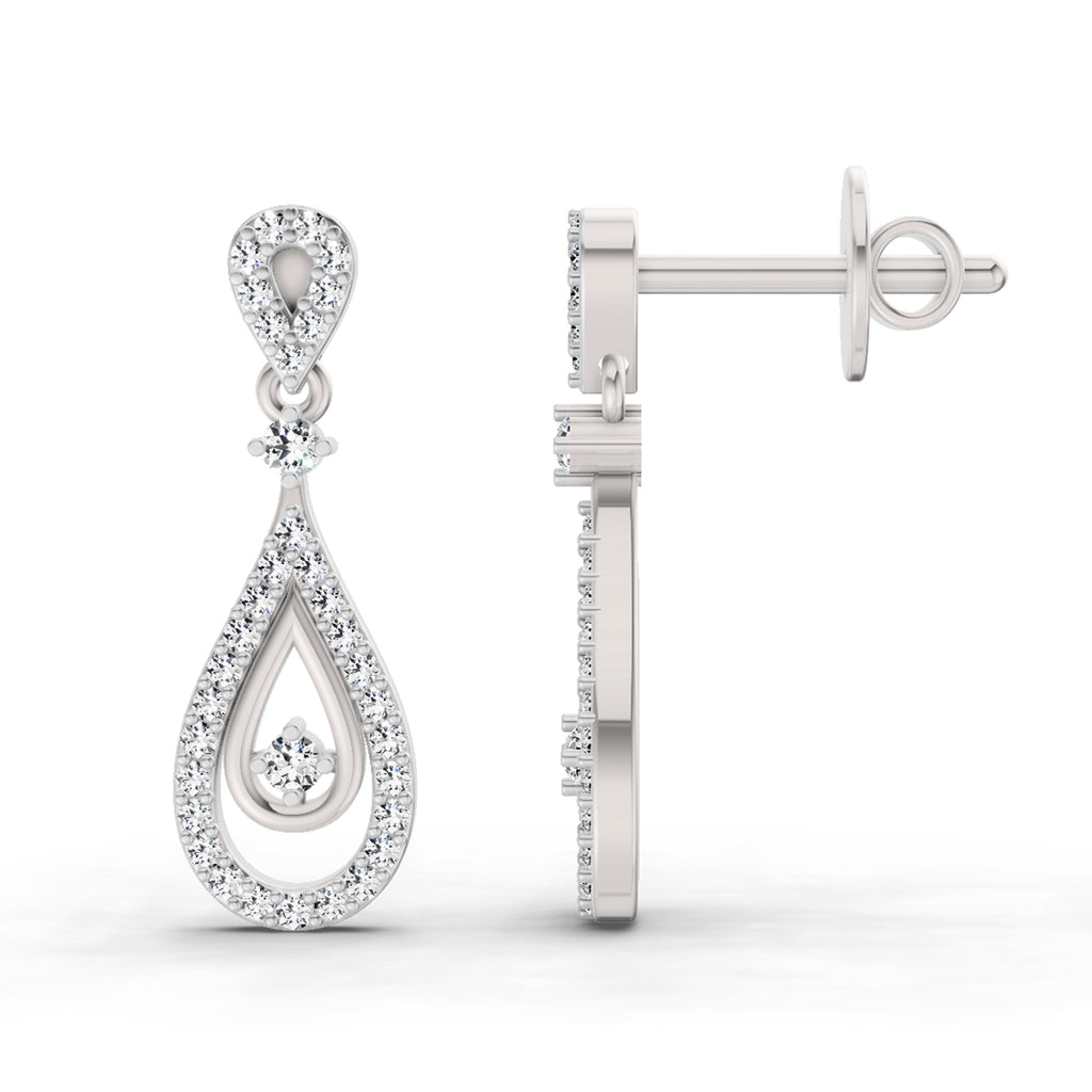 0.21 Ct Round Shape Dangle Diamond Earrings | 14K Rose Gold
