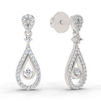 0.21 Ct Round Shape Dangle Diamond Earrings | 14K Rose Gold
