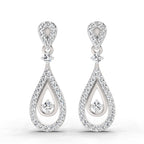 0.21 Ct Round Shape Dangle Diamond Earrings | 14K Rose Gold