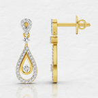 0.21 Ct Round Shape Dangle Diamond Earrings | 14K Rose Gold