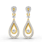 0.21 Ct Round Shape Dangle Diamond Earrings | 14K Rose Gold