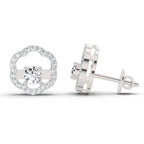 0.94 Ct Round Shape Halo Diamond Stud Earrings | 14K Rose Gold
