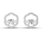0.94 Ct Round Shape Halo Diamond Stud Earrings | 14K Rose Gold