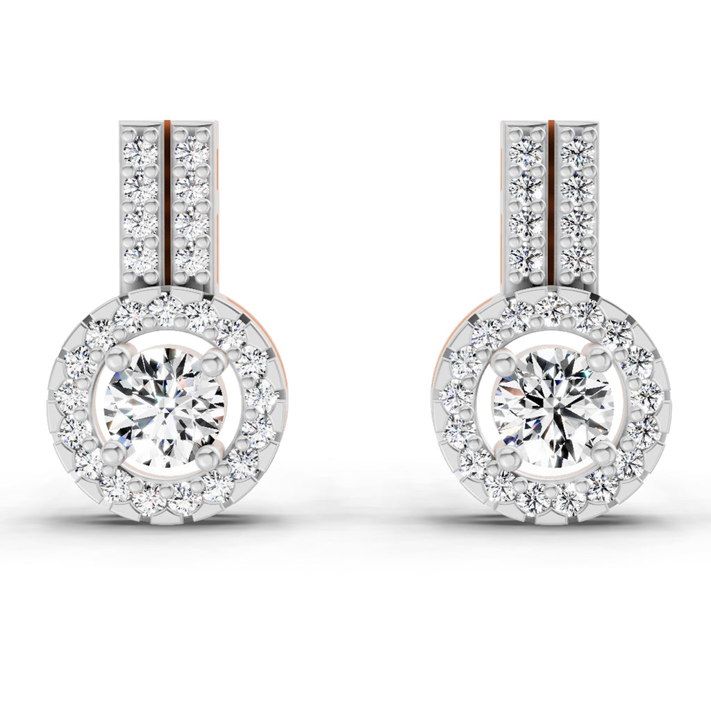 0.88 Ct Round Shape Solitaire Diamond Stud Earrings | 14K Rose Gold