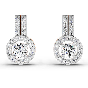 0.88 Ct Round Shape Solitaire Diamond Stud Earrings | 14K Rose Gold