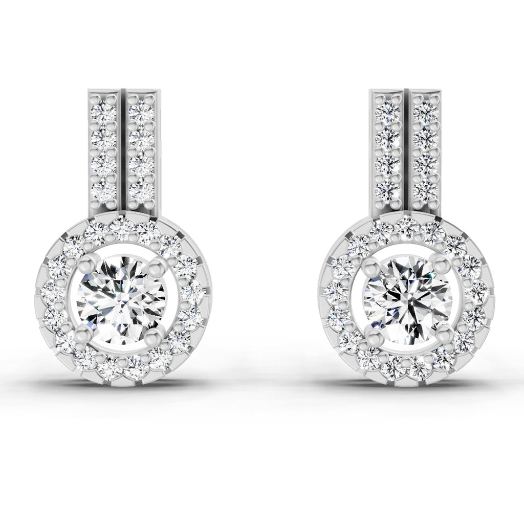 0.88 Ct Round Shape Solitaire Diamond Stud Earrings | 14K Rose Gold