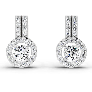 0.88 Ct Round Shape Solitaire Diamond Stud Earrings | 14K White Gold
