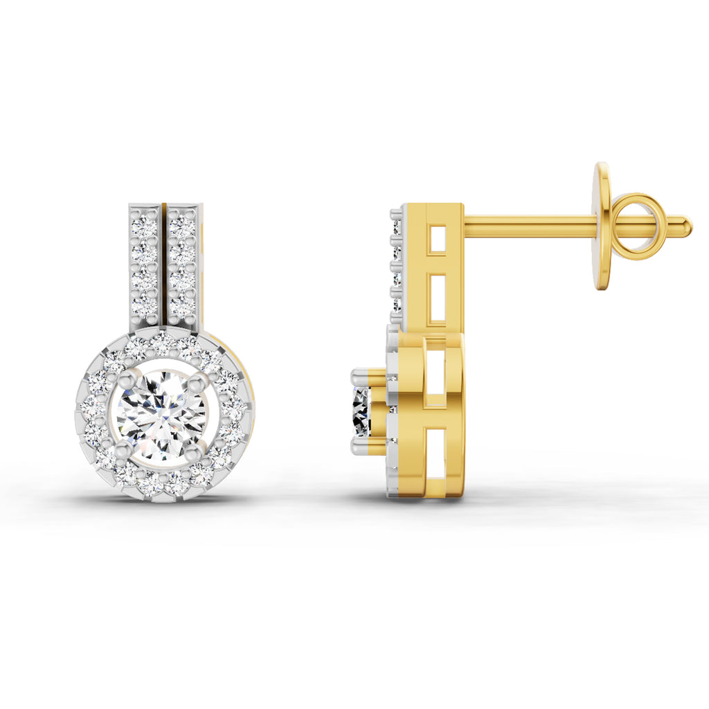 0.88 Ct Round Shape Solitaire Diamond Stud Earrings | 14K Rose Gold