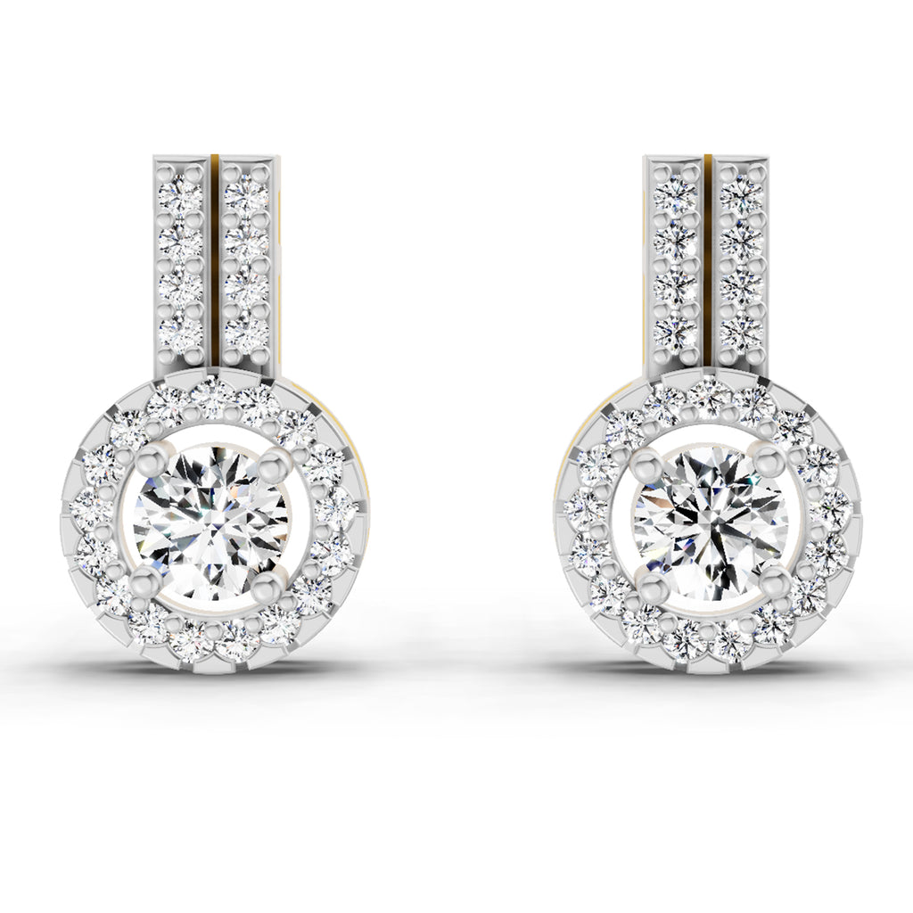 0.88 Ct Round Shape Solitaire Diamond Stud Earrings | 14K Rose Gold