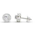 1.04 Ct Round Halo Stud Earrings | 14K White Gold  FG VS Quality Diamonds