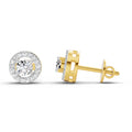 1.04 Ct Round Halo Stud Earrings | 14K Yellow Gold  FG VS Quality Diamonds
