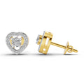 0.58 Ct Round Shape Halo Diamond Stud Earrings | 14K Yellow Gold