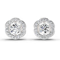 0.86 Ct Round Shape Halo Diamond Stud Earrings | 14K White Gold