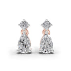 0.89 Ct  Pear-Shaped Diamond Drop Stud Earrings | 14K Rose Gold
