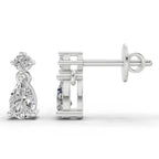 0.89 Ct  Pear-Shaped Diamond Drop Stud Earrings | 14K Rose Gold