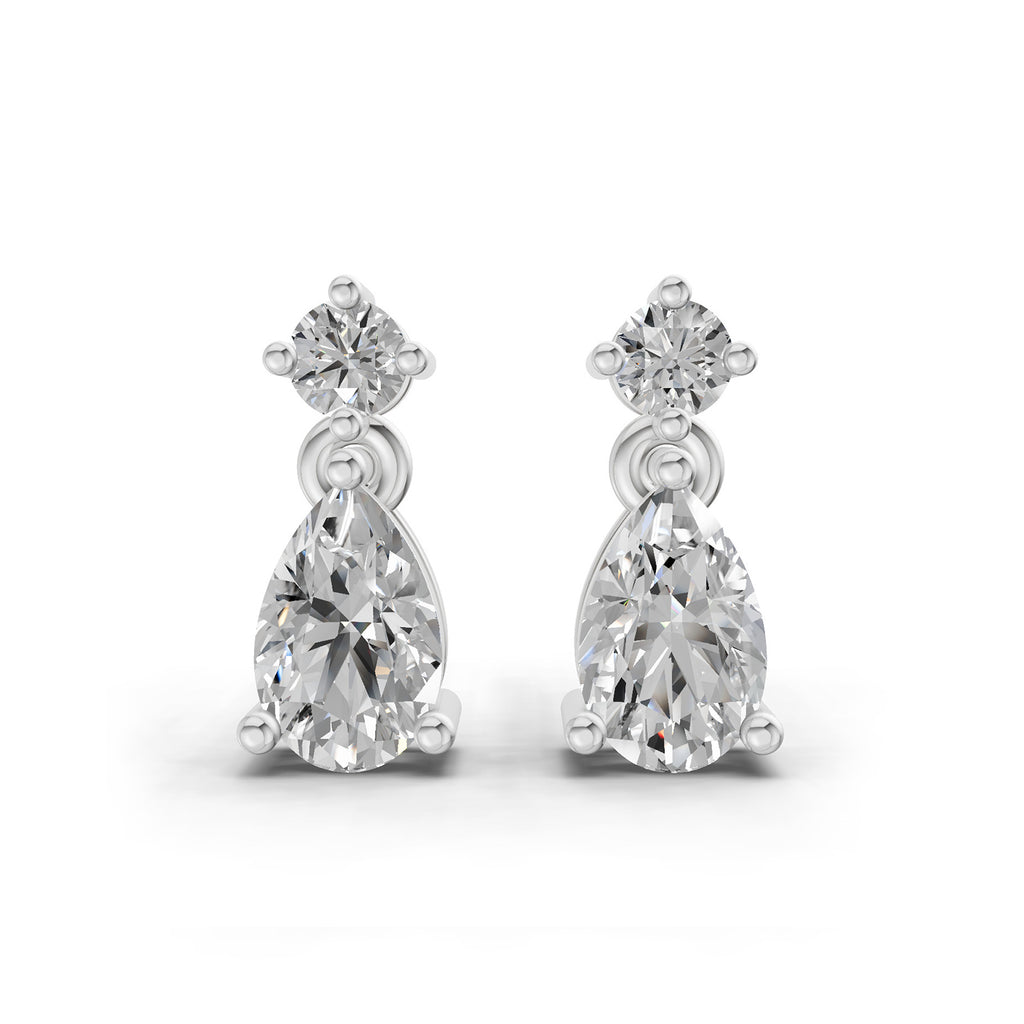 0.89 Ct  Pear-Shaped Diamond Drop Stud Earrings | 14K Rose Gold