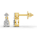 0.89 Ct  Pear-Shaped Diamond Drop Stud Earrings | 14K Yellow Gold