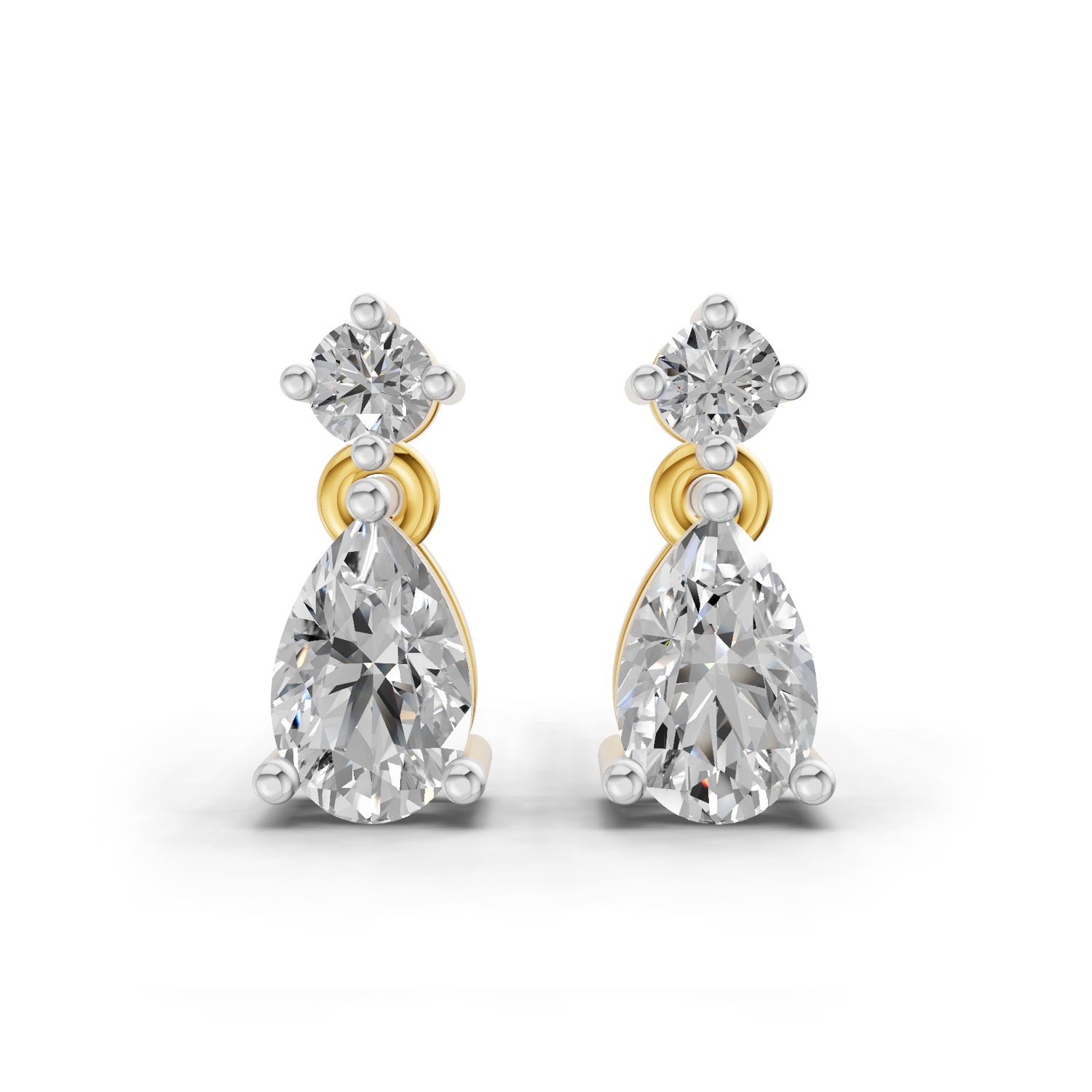 0.89 Ct  Pear-Shaped Diamond Drop Stud Earrings | 14K Rose Gold
