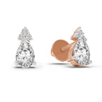 0.75 Ct Pear Stud Earrings | 14K Rose Gold  FG VS Quality Diamonds