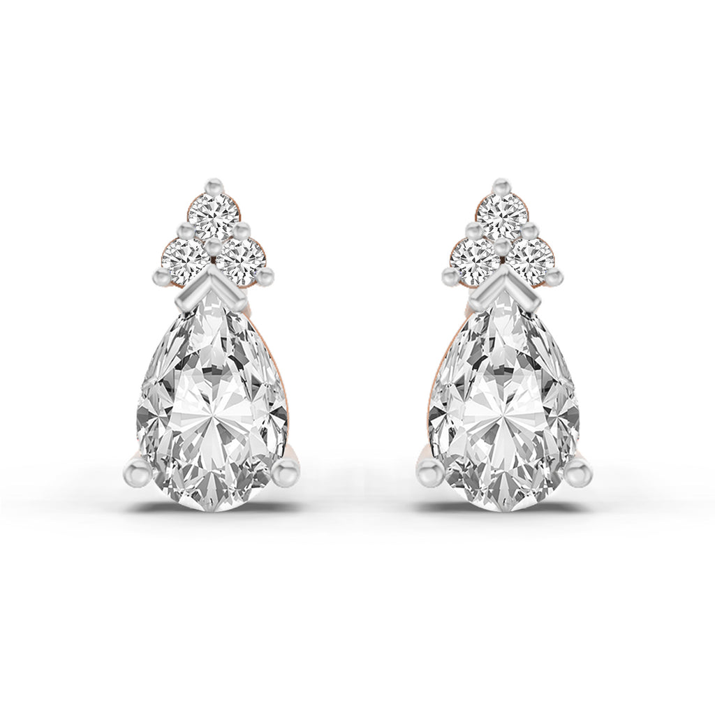 0.75 Ct Pear Stud Earrings | 14K Rose Gold  FG VS Quality Diamonds