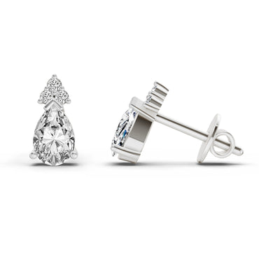 0.75 Ct Pear Stud Earrings | 14K White Gold  FG VS Quality Diamonds