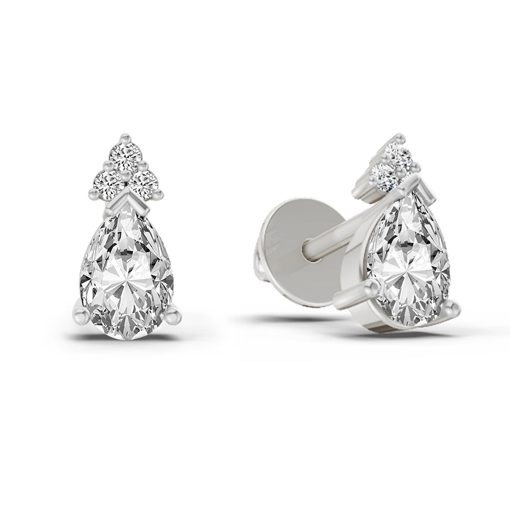 0.75 Ct Pear Stud Earrings | 14K Rose Gold  FG VS Quality Diamonds