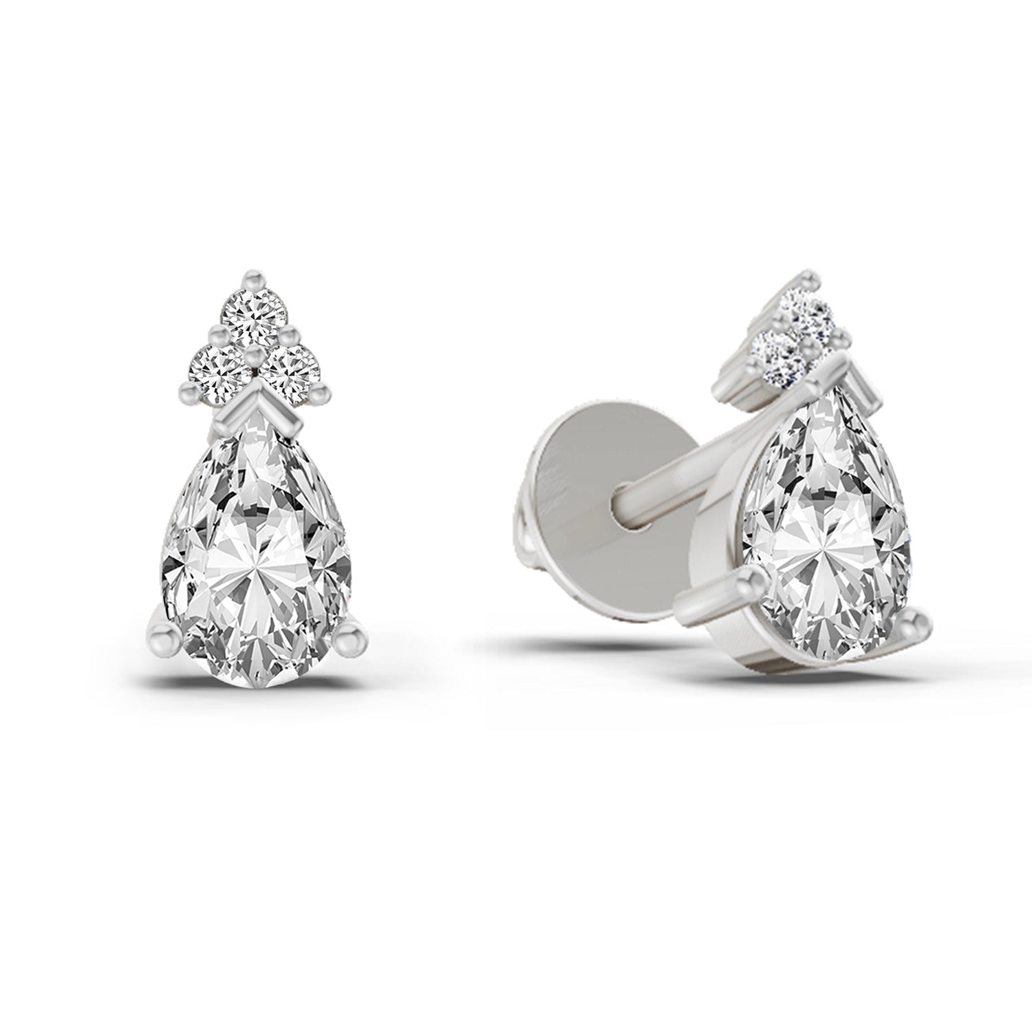 0.75 Ct Pear Stud Earrings | 14K Rose Gold  FG VS Quality Diamonds