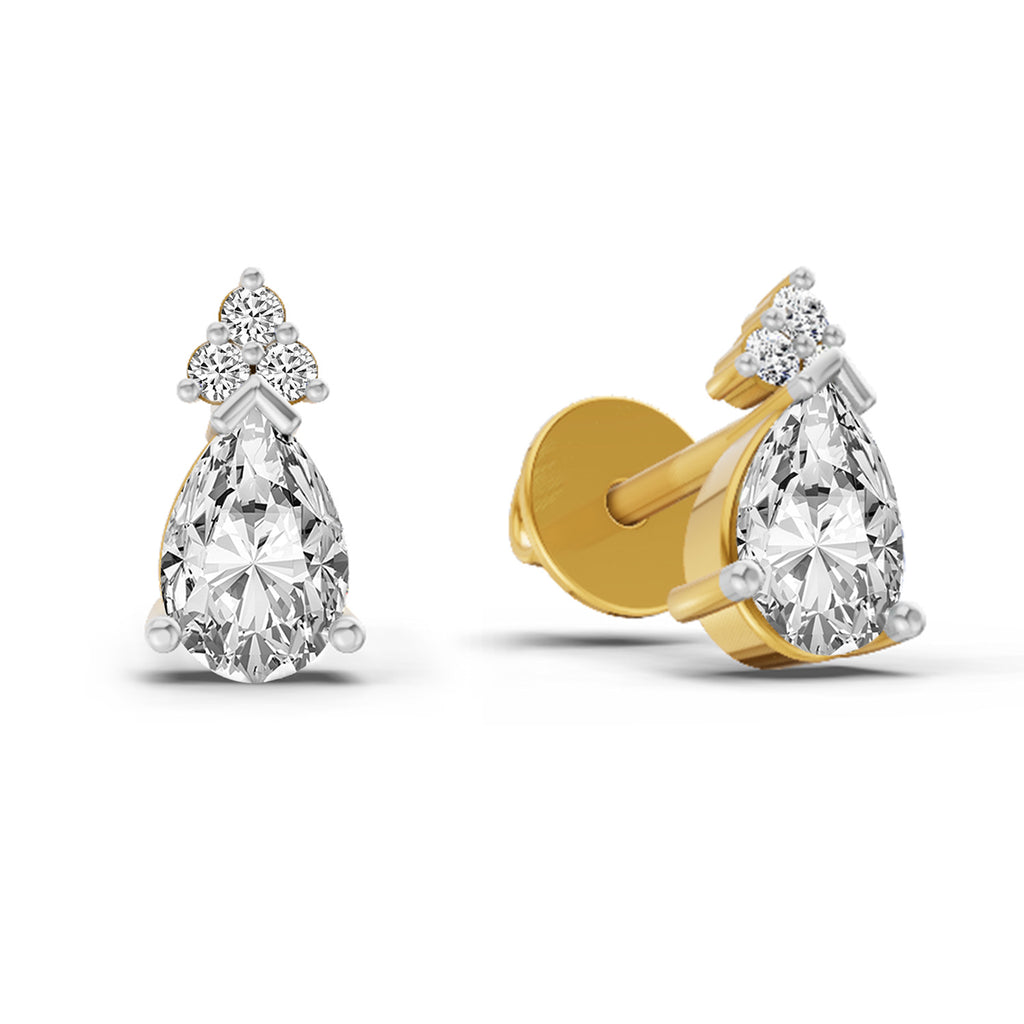 0.75 Ct Pear Stud Earrings | 14K Rose Gold  FG VS Quality Diamonds