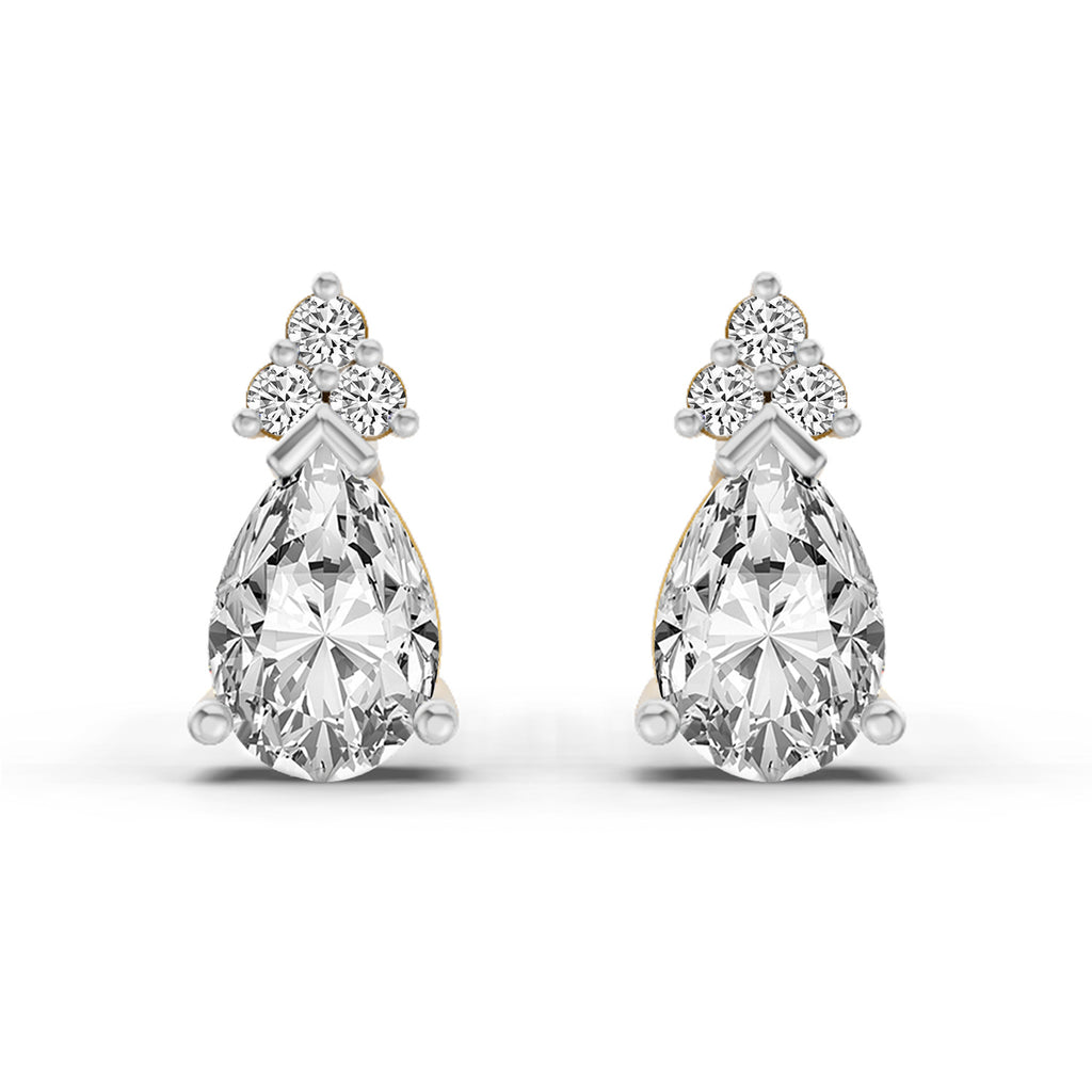 0.75 Ct Pear Stud Earrings | 14K Rose Gold  FG VS Quality Diamonds