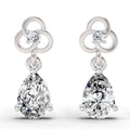 1.22 Ct Pear Shape Dangle Diamond Earrings | 14K White Gold