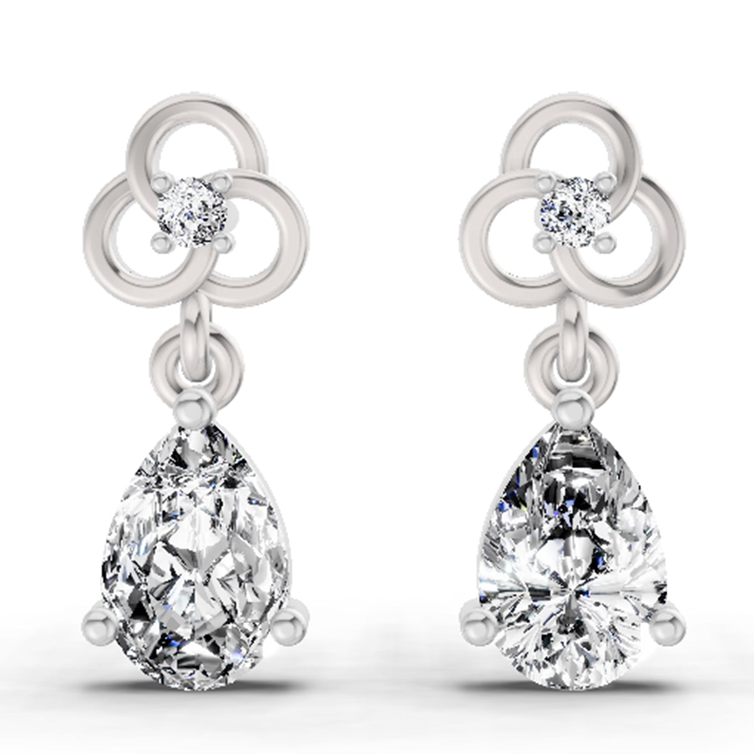 1.22 Ct Pear Shape Dangle Diamond Earrings | 14K White Gold