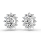 0.80 Ct  Oval Cluster Diamond Stud Earrings | 14K Rose Gold
