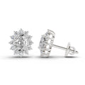 0.80 Ct  Oval Cluster Diamond Stud Earrings | 14K White Gold