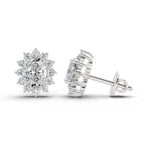 0.80 Ct  Oval Cluster Diamond Stud Earrings | 14K Rose Gold