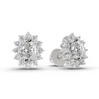 0.80 Ct  Oval Cluster Diamond Stud Earrings | 14K Rose Gold