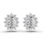 0.80 Ct  Oval Cluster Diamond Stud Earrings | 14K Rose Gold
