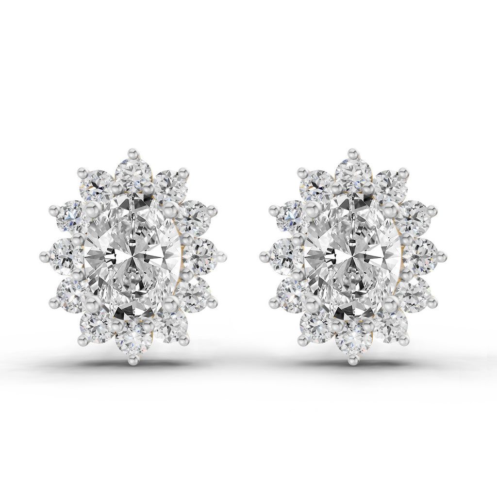 0.80 Ct  Oval Cluster Diamond Stud Earrings | 14K Rose Gold
