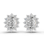 0.80 Ct  Oval Cluster Diamond Stud Earrings | 14K Rose Gold