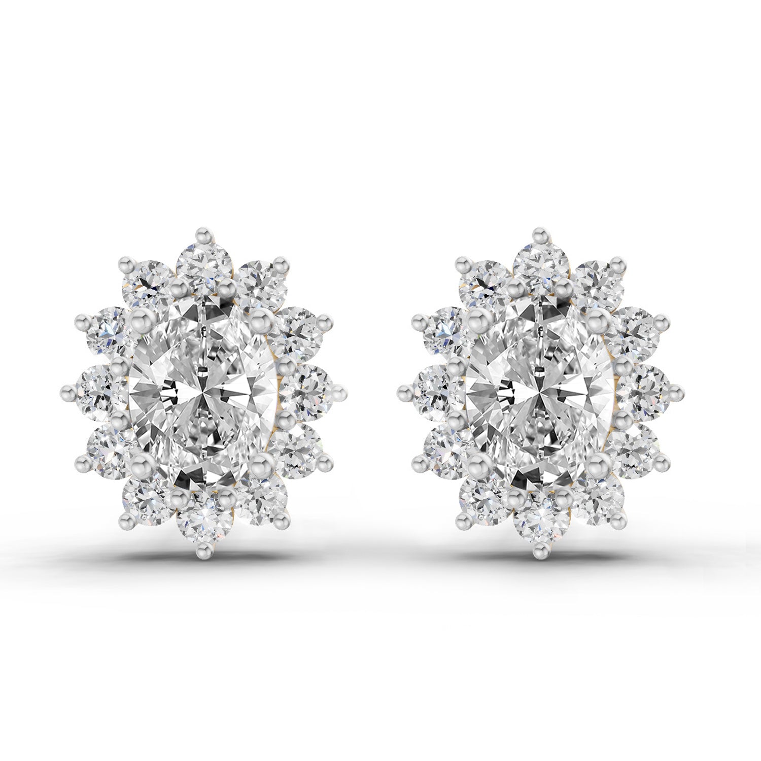 0.80 Ct  Oval Cluster Diamond Stud Earrings | 14K Rose Gold