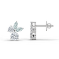 1.08 Ct Floral Stud Earrings | 14K White Gold