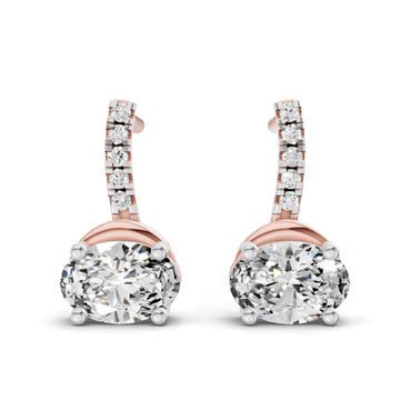 1.13 Ct Oval Shape Dangle Diamond Earrings | 14K Rose Gold