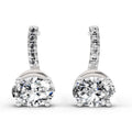1.13 Ct Oval Shape Dangle Diamond Earrings | 14K White Gold