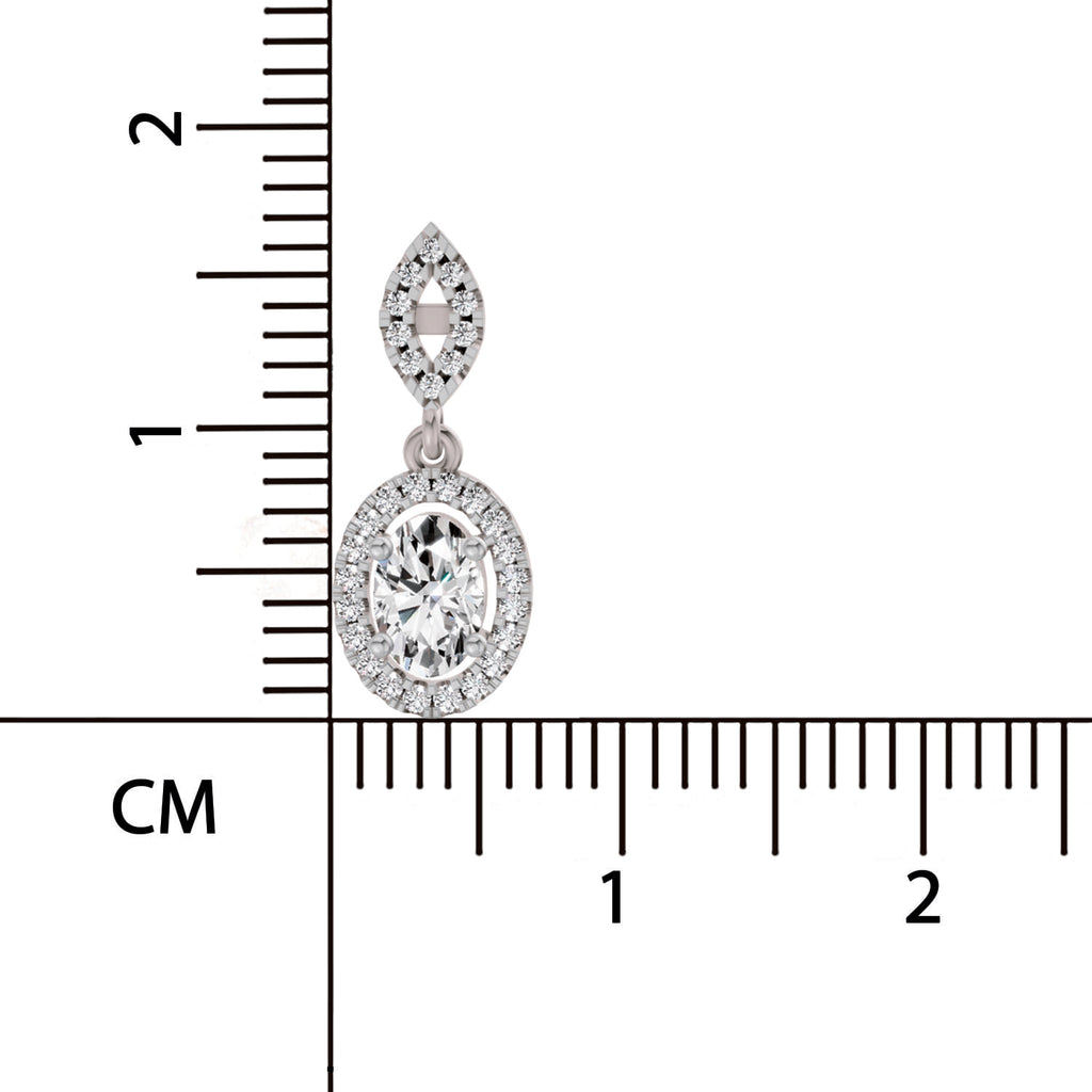 1.42 Ct Oval Shape Dangle Diamond Earrings | 14K Rose Gold