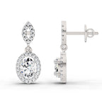 1.42 Ct Oval Shape Dangle Diamond Earrings | 14K Rose Gold