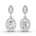 1.42 Ct Oval Shape Dangle Diamond Earrings | 14K White Gold