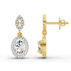 1.42 Ct Oval Shape Dangle Diamond Earrings | 14K Rose Gold