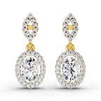 1.42 Ct Oval Shape Dangle Diamond Earrings | 14K Rose Gold